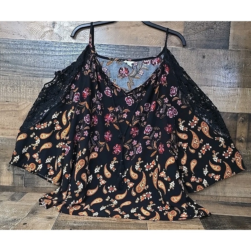 Women Boho Top 18-20W Crochet Off Shoulder Cottagecore Romance Fairygoth Floral